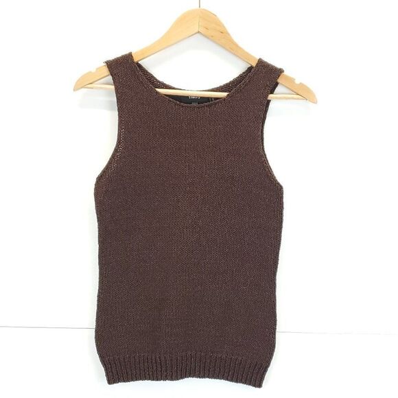 Theory Brown Knit Merletto Shell Sleeveless Sweater Top - Picture 4 of 14